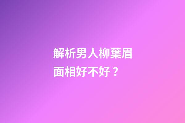 解析男人柳葉眉面相好不好？
